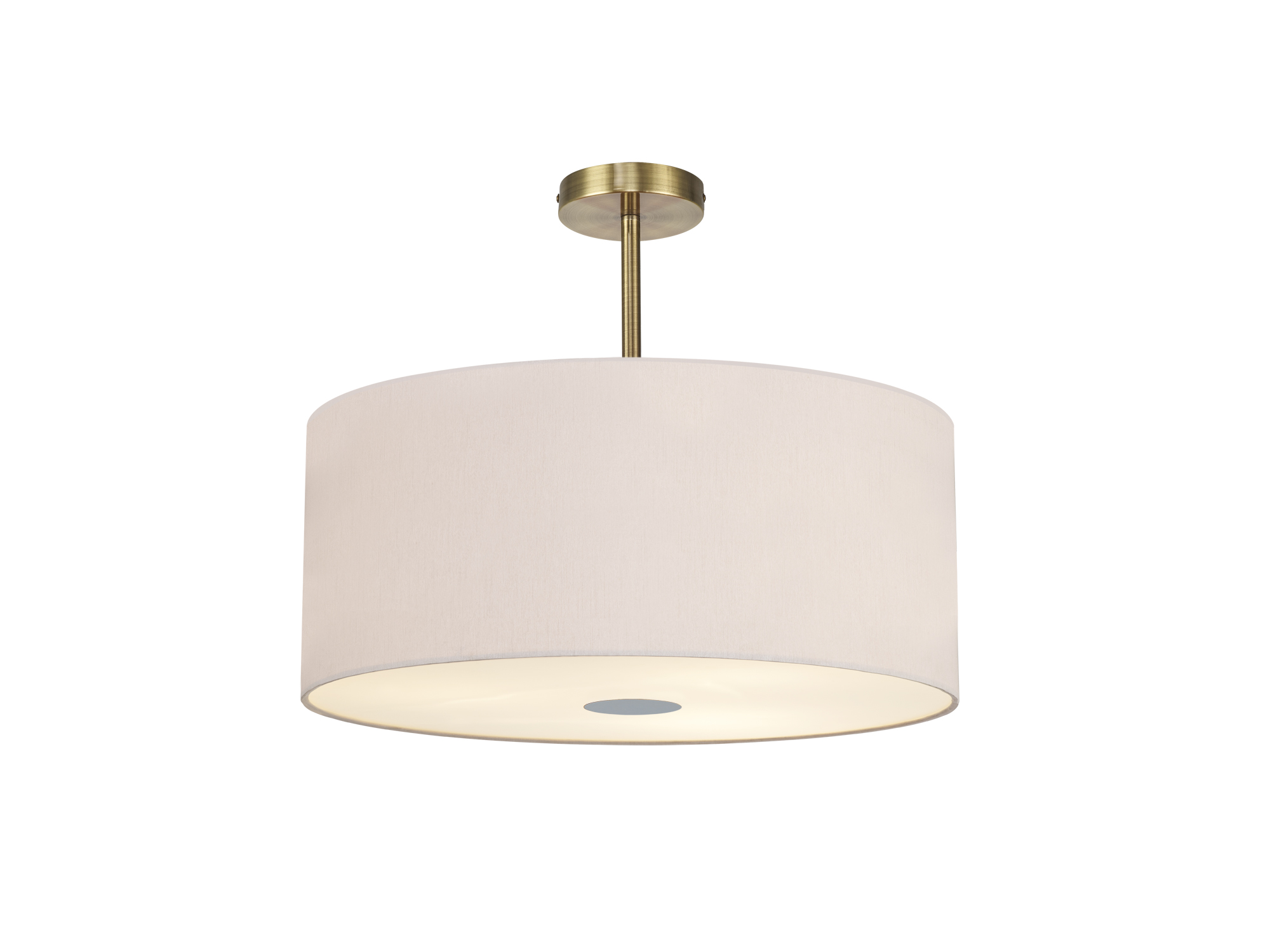 DK0504  Baymont 60cm Semi Flush Flush 5 Light Antique Brass, Nude Beige/Moonlight, Frosted Diffuser